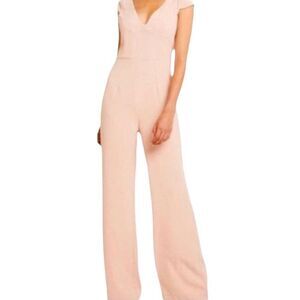 FoxieDox Blush Cap Sleeve Open Back Wide Leg Jumpsuit